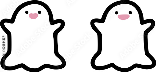 かわいい2匹のおばけのイラスト