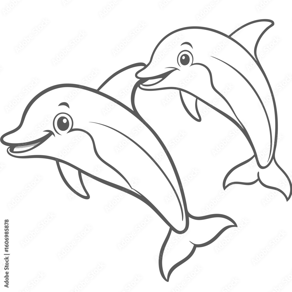 Fototapeta premium dolphin outline for coloring pages 