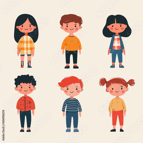 Stylish children upper body character. flat design style minimal vector illustration.