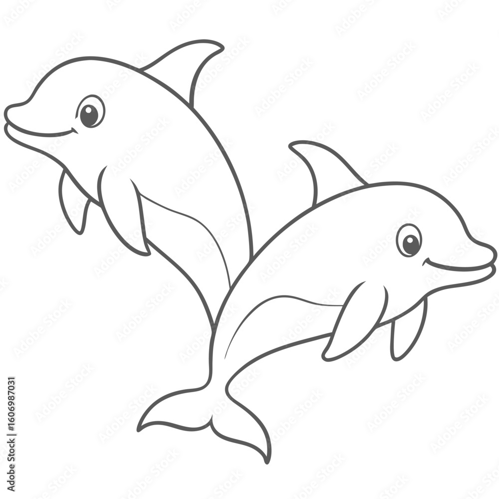 Fototapeta premium dolphin outline for coloring pages 
