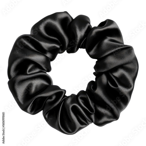 Black scrunchie isolated on transparent background