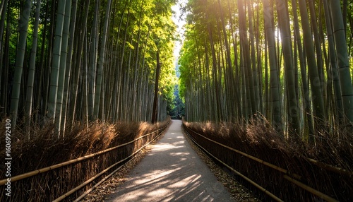 Fototapeta Naklejka Na Ścianę i Meble -  Sunlit bamboo forest path