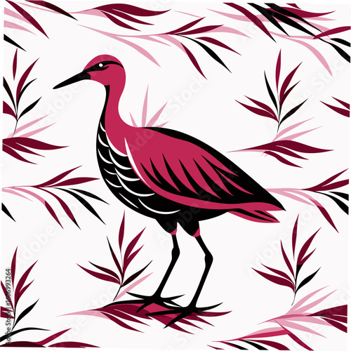 Pink Rail Bird Illustration Vector Design