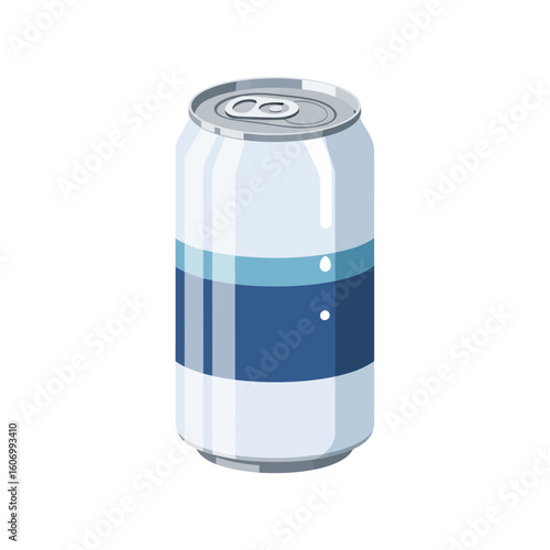 Sleek Aluminum Can with Blue and White Label Design.