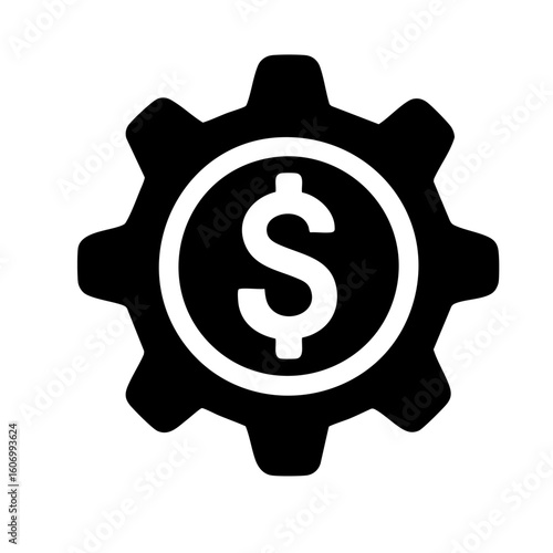 Finance gear icon black silhouette on transparent background
