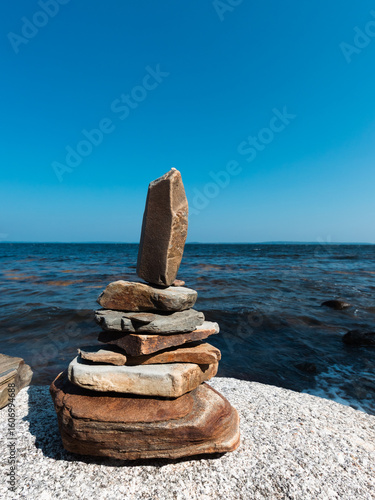 Photography stack of stones on the beach