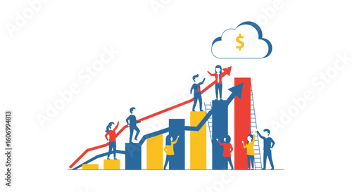 Business Growth and Financial Success Achievement Concept Illustration