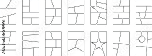 Blank Comic Book & Manga Panel Layout Templates. Diverse Frames for Storytelling, Graphic Design, & Creative Projects.