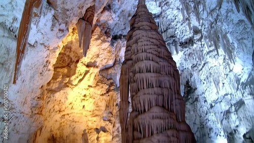 Cave formations with stalactites and stalagmites