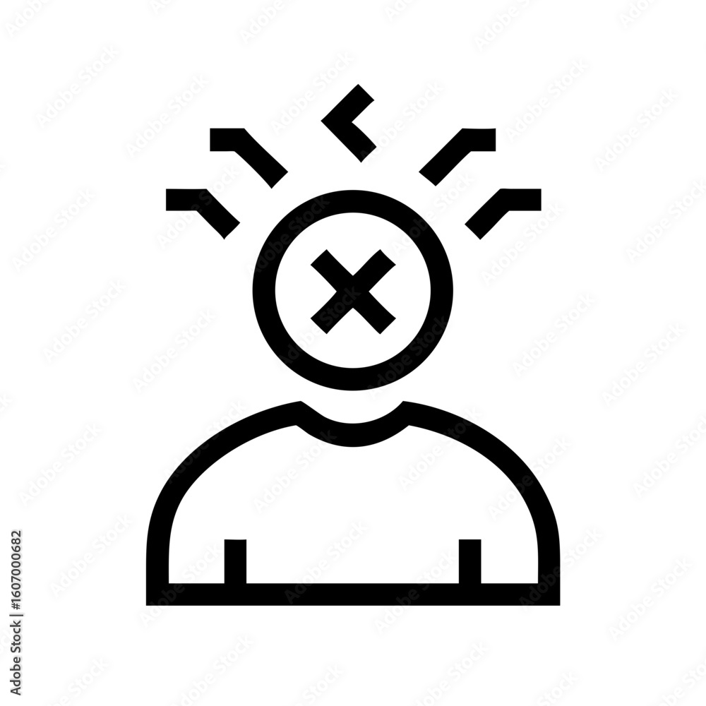 Confused person icon representing mental health issues stress and anxiety problems line art vector illustration Confused person icon representing mental health issues stress and anxiety problems line art vector illustration