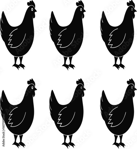 bundle of 7 black silhouettes of different typ