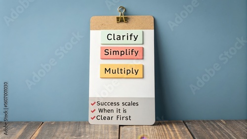 Motivational Clipboard with Notes on Success and Clarity in Business