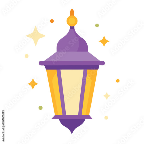 Enchanting glowing lantern illuminating a night sky filled with twinkling stars and shimmering sparkles perfect for festive or magical themes
