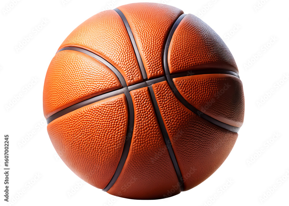 Fototapeta premium closeup view of a textured basketball isolated on white background PNG, AI GENERATED