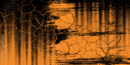 orange black brush Car sticker wrap pattern banner abstract sporty lines black orange color combination grunge brush modern pattern racing motorsport vector design.