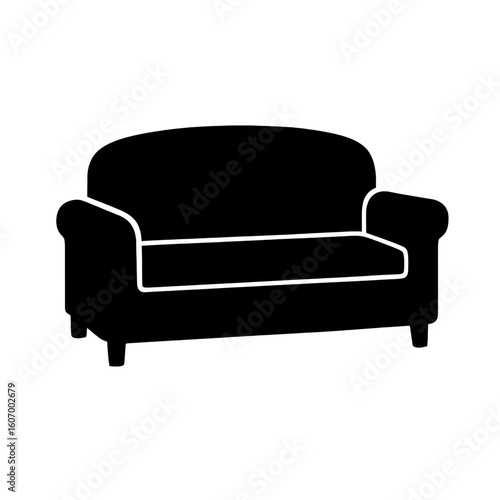 black sofa isolated on white background illustration vector