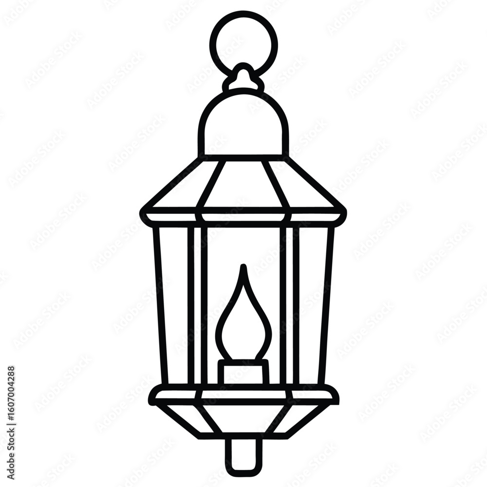 Detailed line art illustration of a traditional lantern with intricate decorative elements on a clean white background Detailed line art illustration of a traditional lantern with intricate decorative elements on a clean white background