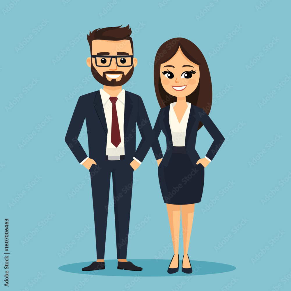 Businesswoman with businessman upper body character. flat design style minimal vector illustration. Businesswoman with businessman upper body character. flat design style minimal vector illustration.