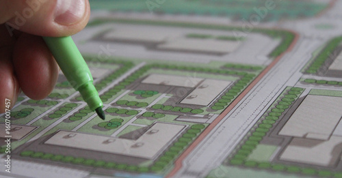 Architetto urbanista che progetta un nuovo quartiere in città