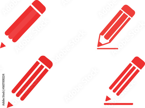 Set of Red Pencil Icons