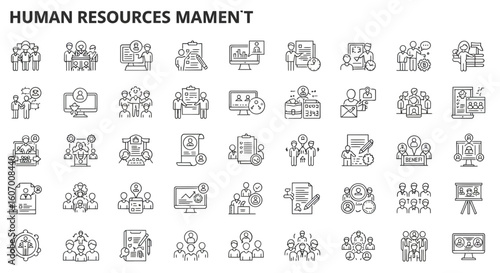 Human Resources Management A Comprehensive Set of Icons for HR Concepts