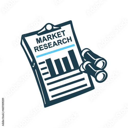 Market Research Analysis with Bar Chart and Binoculars Market Research Survey form bar chart binoculars