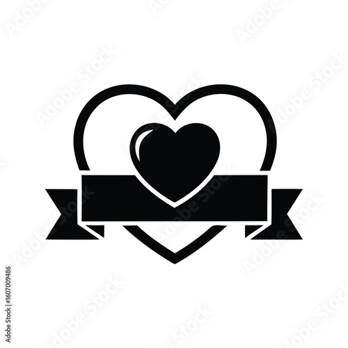Heart and ribbon emblem for love and celebration