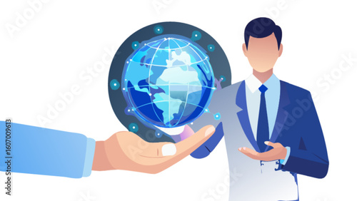 Wallpaper Mural Global business network connection technology digital marketing strategy international partnership concept Torontodigital.ca