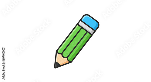 Vibrant Green Pencil Illustration Perfect for Education and Creative Projects