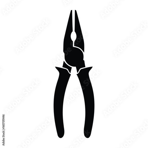 Black silhouette of pliers on a white background