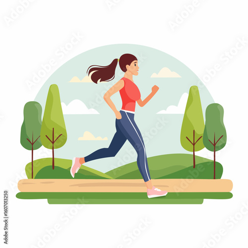 Jeune femme qui fait de la course à pied dans la nature