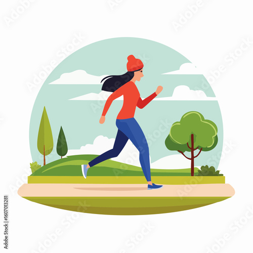 Jeune femme qui fait de la course à pied dans la nature