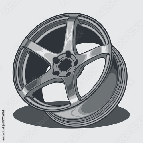 Car wheel illustration for conceptual design. Separated layers, easy to edit or change the colors in your vector supported software.