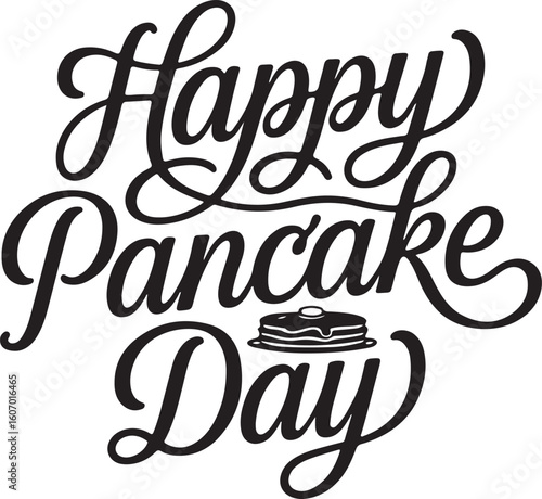 Happy Pancake Day Poster with Pancake Stack Illustration