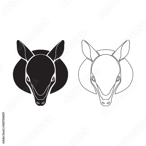 Armadillo Visual - Unique Critter - Stealthy Forager - Armadillo silhouette - Armadillo lineart - Armadillo vector - vector set of Armadillo

