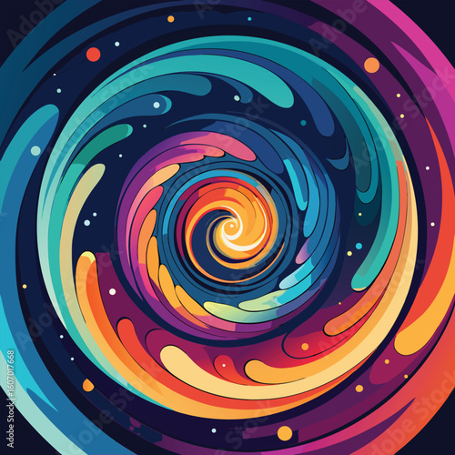 Colorful swirling abstract vector vortex with circular shapes and energetic vibes a visual metaphor for creativity fluidity and dynamic energy flow