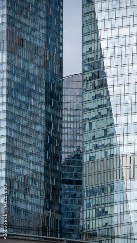 Fototapeta premium blue wall business buildings architectural background