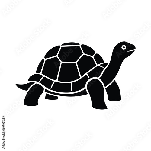 Stylized black silhouette of a tortoise