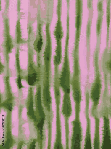 Vector Tie Dye Seamless Pattern. Ikat Ethnic Texture. Psychedelic Geo Pattern. Green Tonal Design. Graphic Background. Chocolate Tie Dye Batik. Watercolor Tile pattern. Faded Colors.