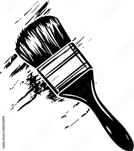 Paint Brush Stroke Illustration in Black and White