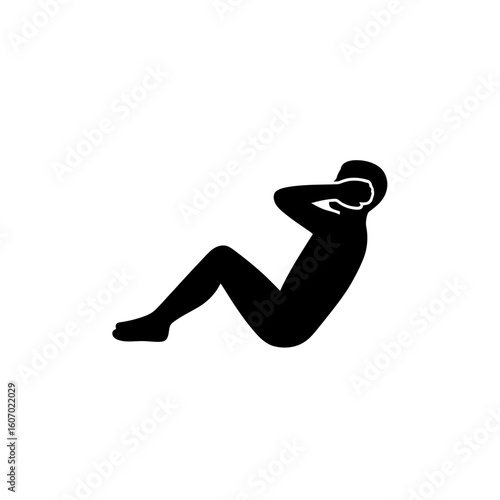 Silhouette of a person performing a situp exercise with hands behind head.