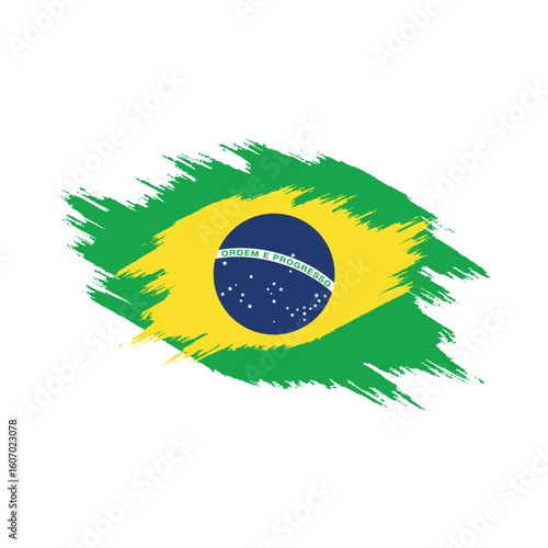 Brazil national flag in artistic brush stroke grunge style on white background vector illustration for graphic use