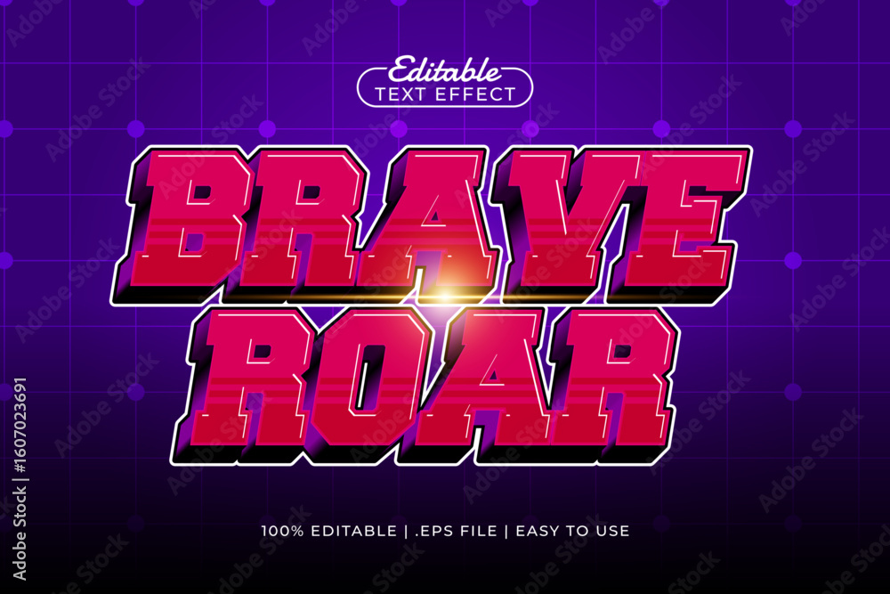 Fototapeta premium brave roar editable text effect with a hero and super text style