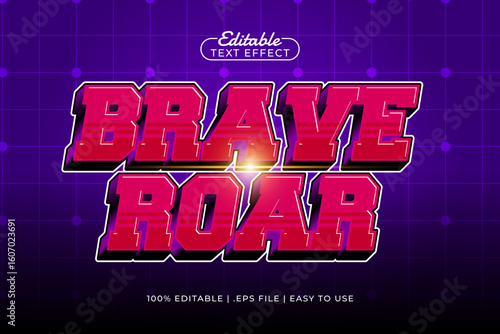 brave roar editable text effect with a hero and super text style