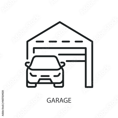Garage thin line vector icons.