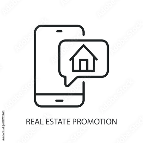 Real estate promotion thin line vector icons.