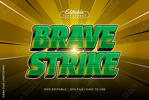 brave strike editable text effect with a hero and super text style