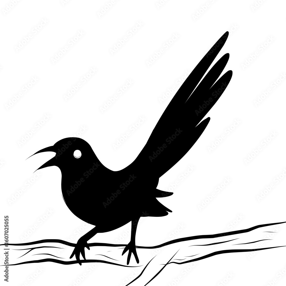 Obraz premium Single White Dot on Black Background Abstract Minimalist Concept, bird Silhouet