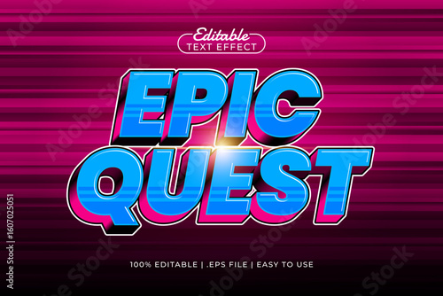 epic quest editable text effect with a hero and super text style