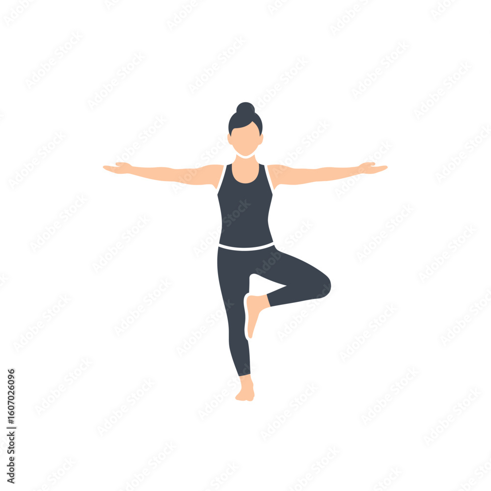 Fototapeta premium Woman in Yoga Tree Pose Balanced and Serene Athletic Attire.